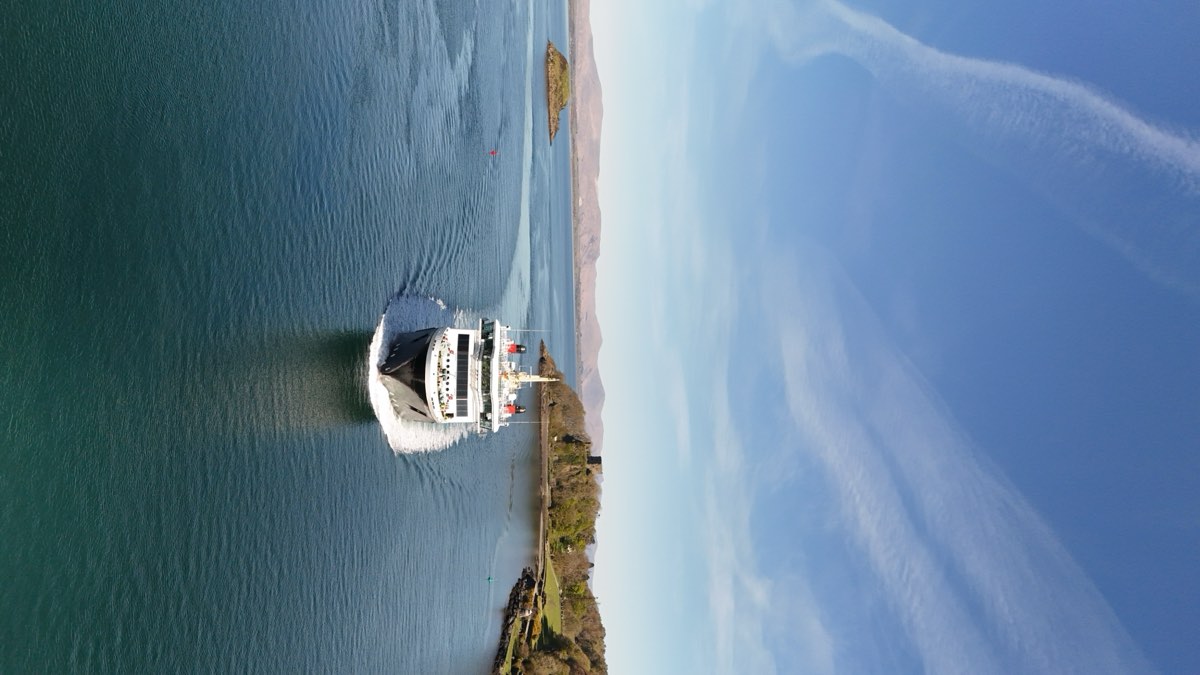 CalMac ferry aerial photography, Oban Bay