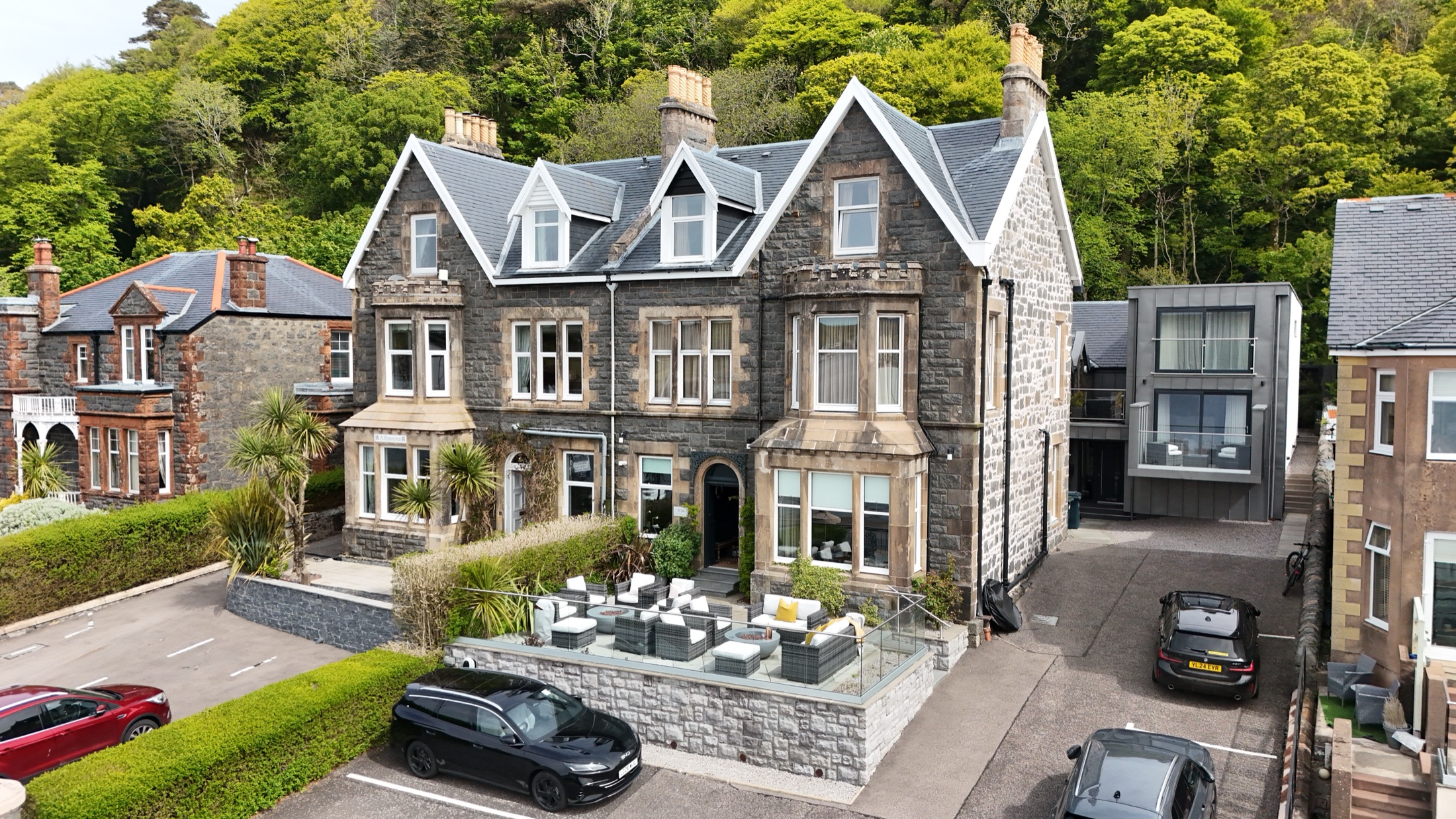 Guest house aerial photography in Oban town