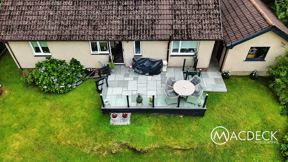 Macdeck Landscaping aerial reel of a garden decking project